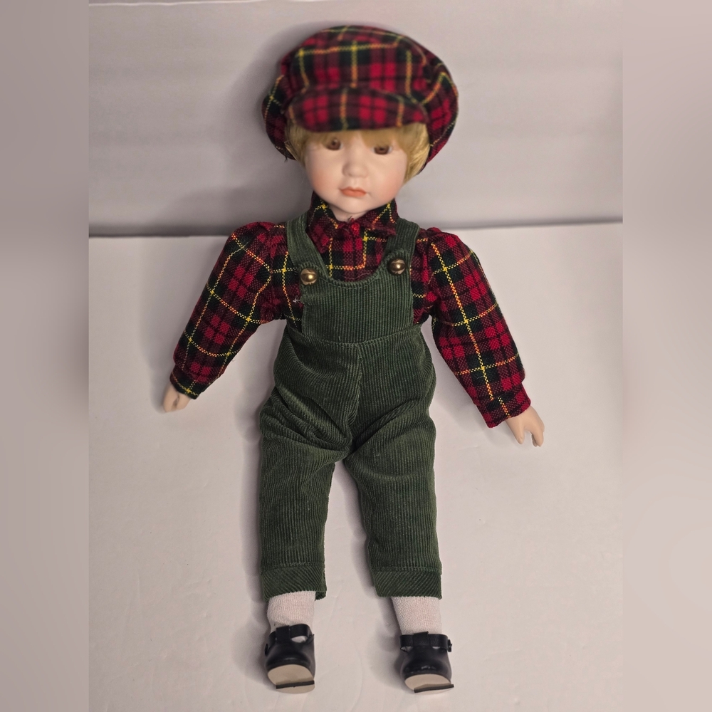 The Heritage Mint Collection VINTAGE Boy Green Corduroy Porcelain Doll 1988-1989